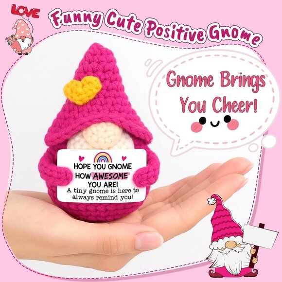 Inspirational Crochet Gnome Pumpkin Gifts - Positive Emotional Support Decor - Picture 2 of 9